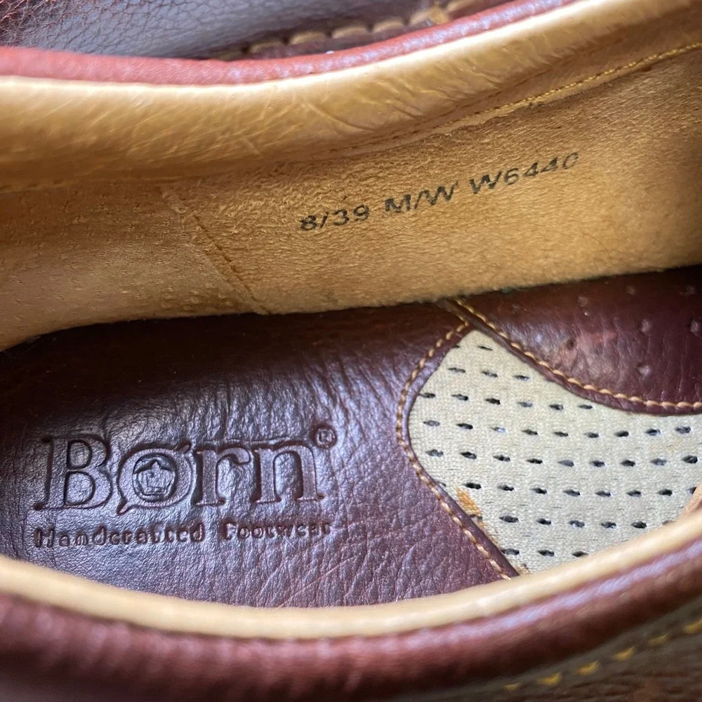 Born Handcrafted Brown Leather Oxford Comfort Shoes Women's US 8 EU 39 Lace Up